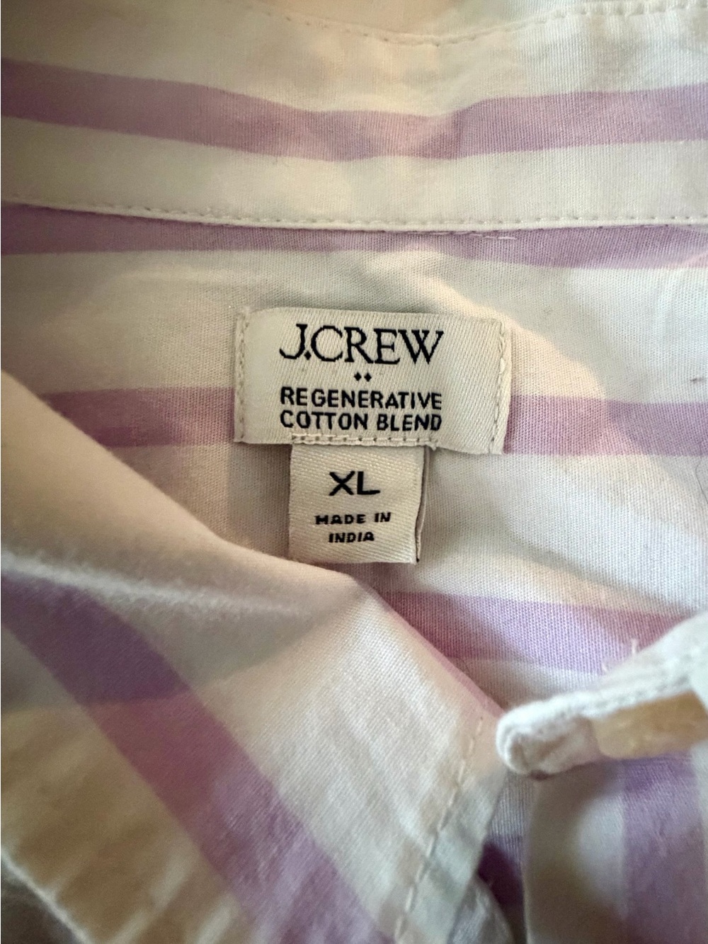 J. Crew Lavender and White Striped Cotton Blend Shirt